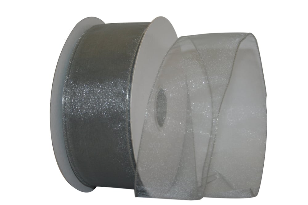 Silver 2-1 2 Inch Sheer Lovely Wired Edge Ribbon for Wreaths & Bows
