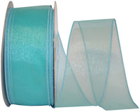 Aqua Sheer Wired Edge Ribbon 2-1/2 Inch for Wreaths