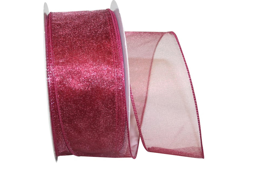 Burgundy Sheer Wired Edge Ribbon 2-1/2 Inch for Bows