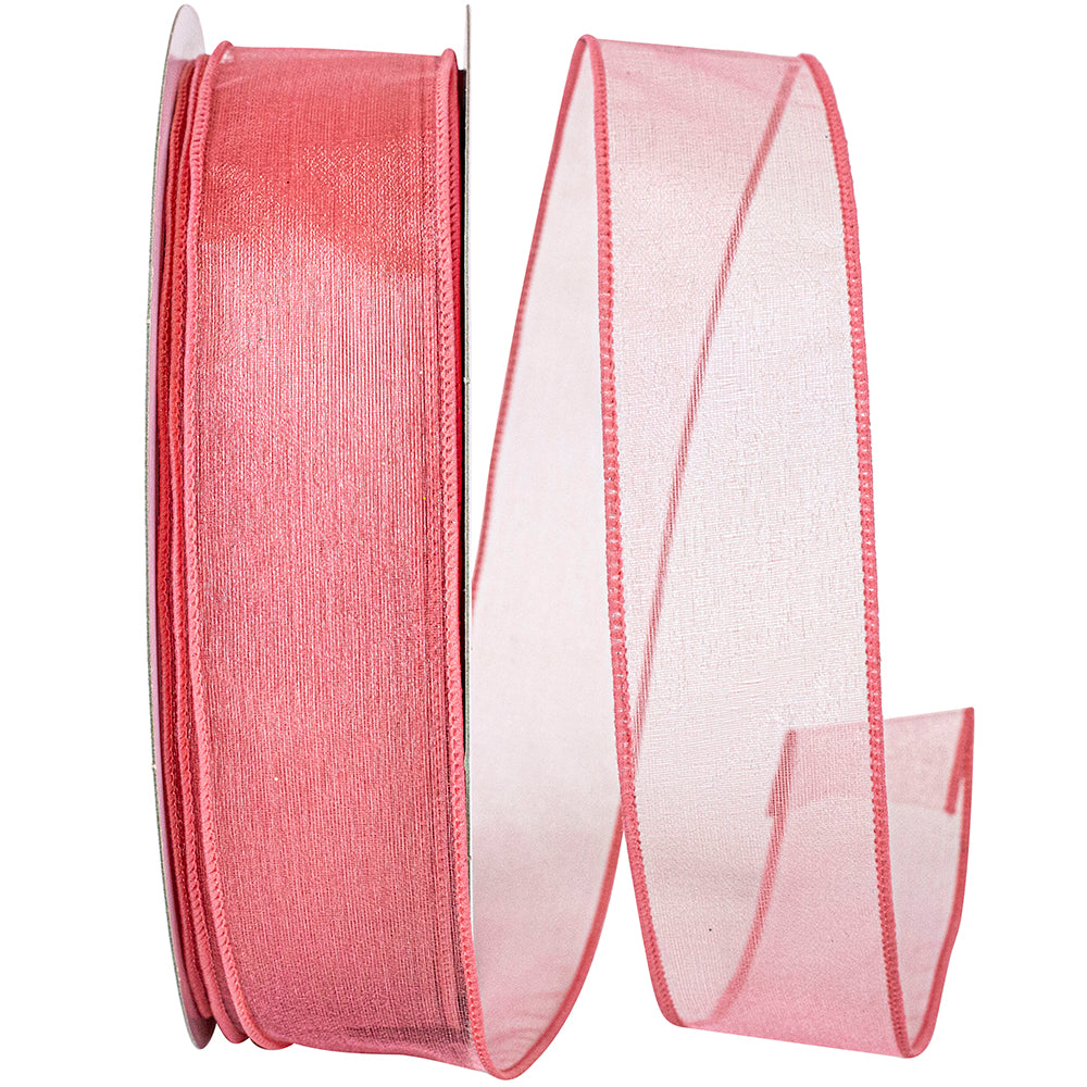 Mauve 1-1 2 Inch Sheer Lovely Wired Edge Ribbon for Wreaths & Bows
