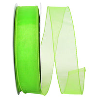 Lime 1-1 2 Inch Sheer Lovely Wired Edge Ribbon for Wreaths & Bows