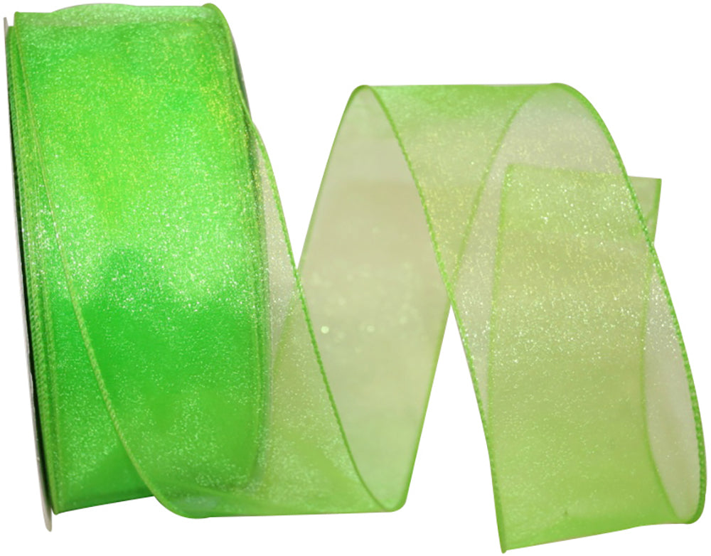 Lime 2-1 2 Inch Sheer Lovely Wired Edge Ribbon for Wreaths & Bows