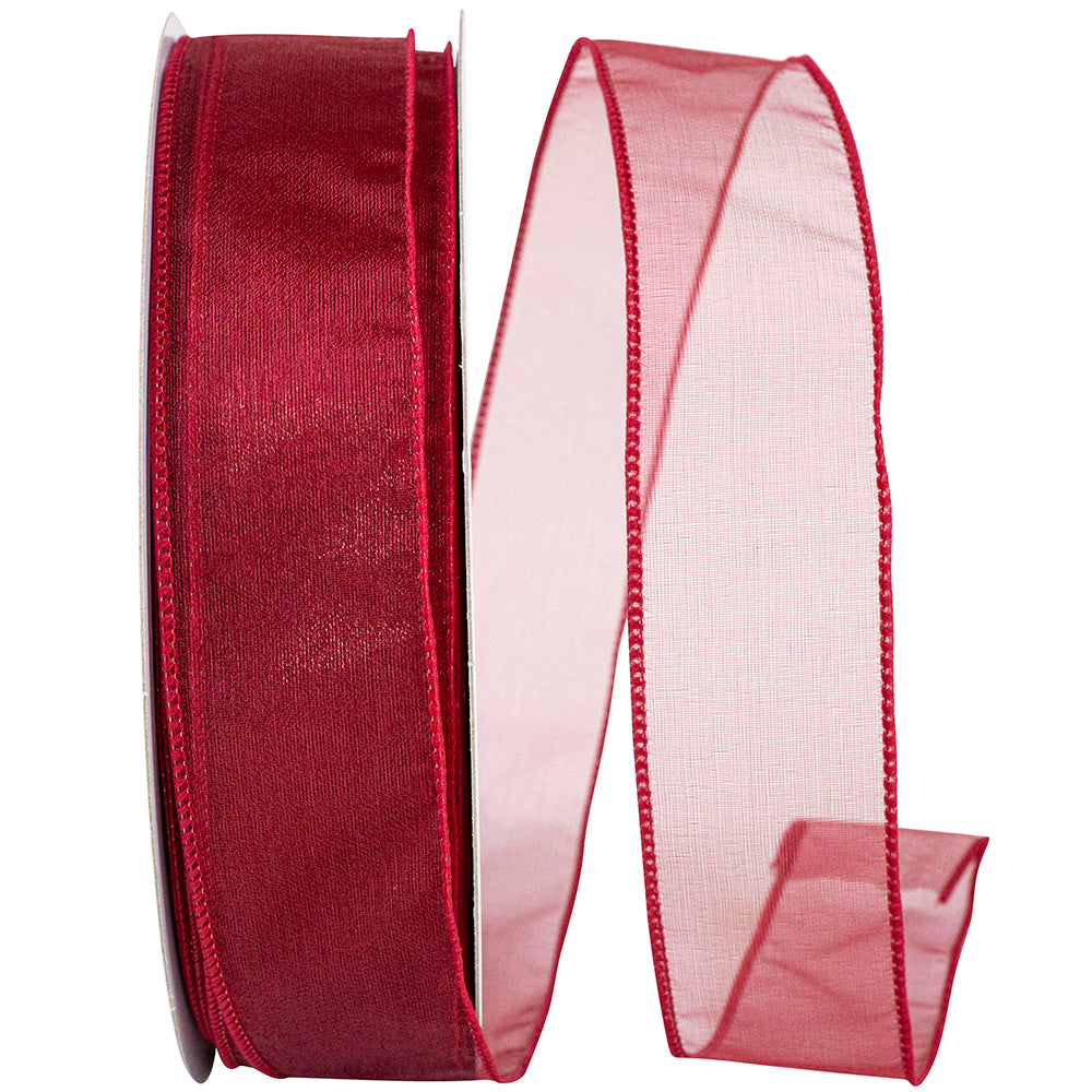 Rose 1-1 2 Inch Sheer Lovely Wired Edge Ribbon for Wreaths & Bows