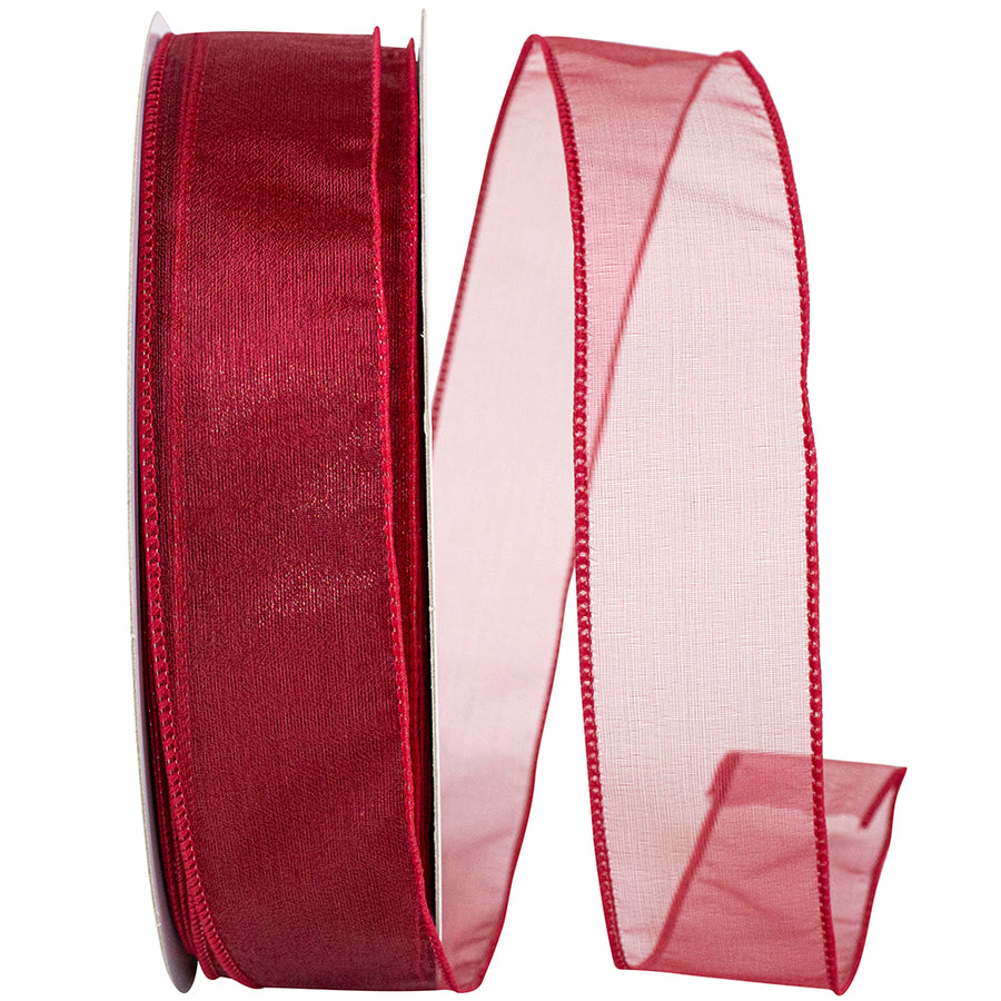 Rose 1-1 2 Inch Sheer Lovely Wired Edge Ribbon for Wreaths & Bows