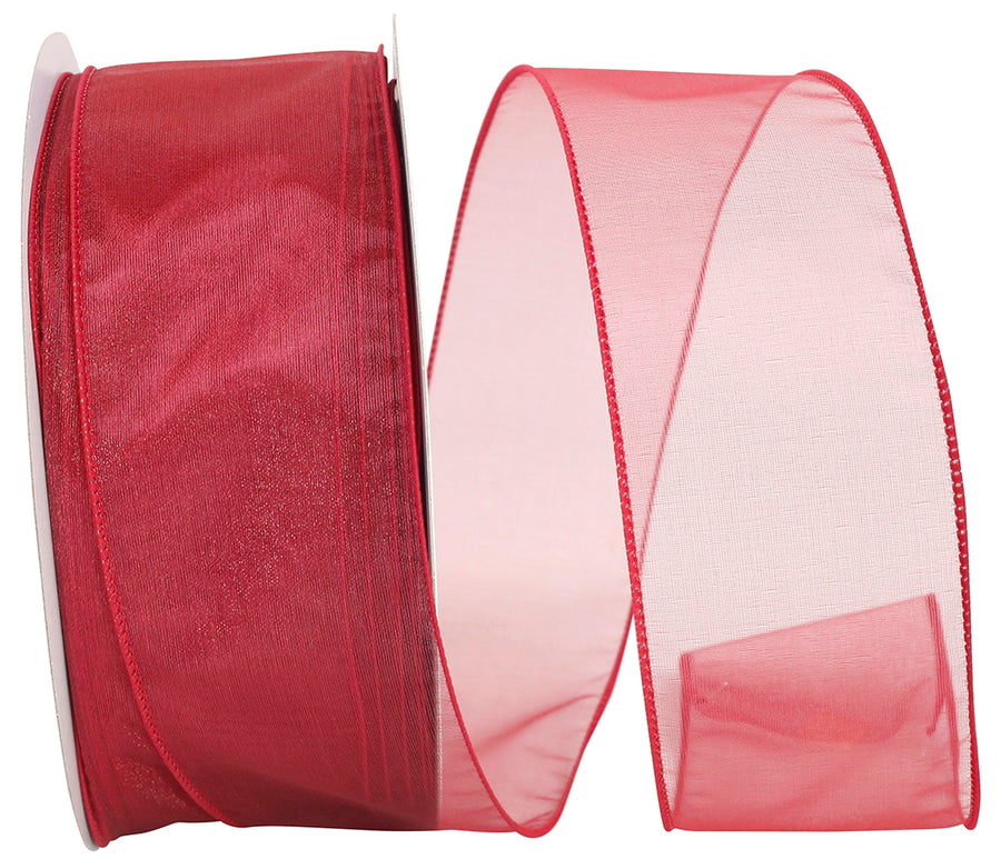 Rose 2-1 2 Inch Sheer Lovely Wired Edge Ribbon for Wreaths & Bows