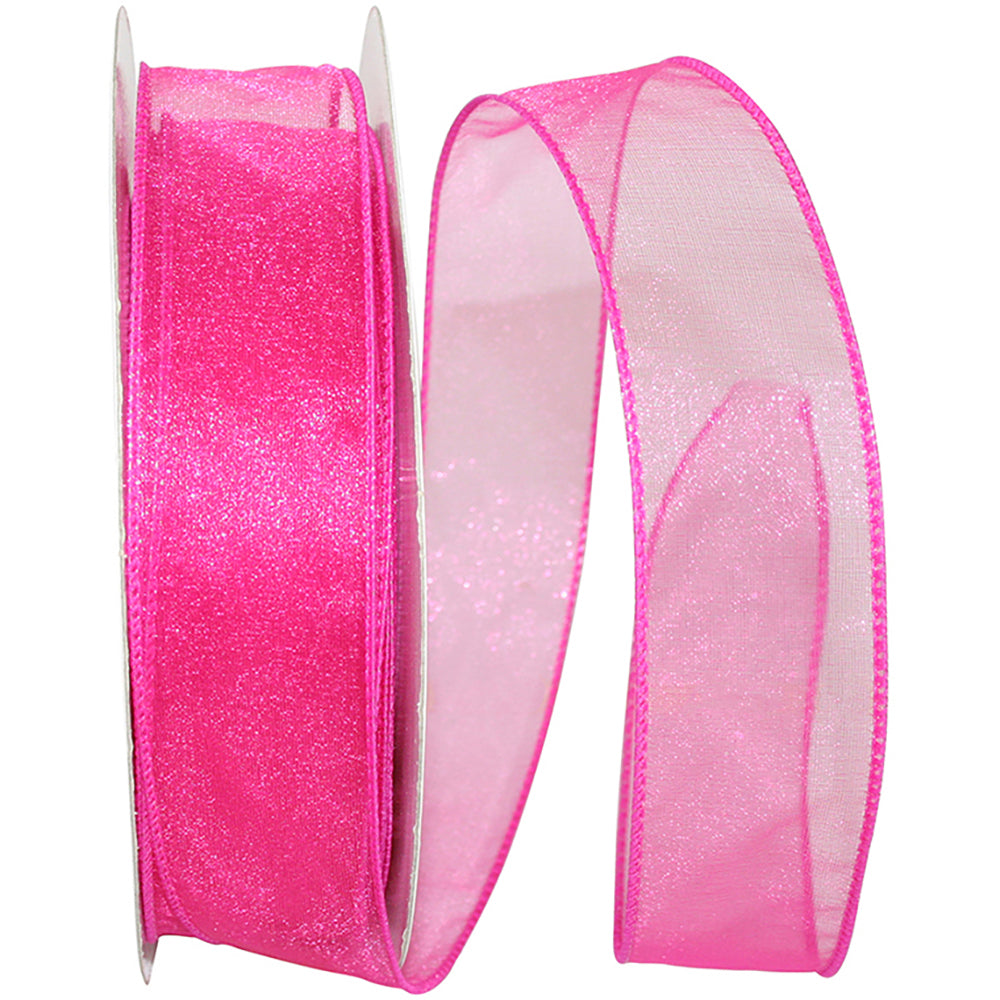 Fuchsia 1-1 2 Inch Sheer Lovely Wired Edge Ribbon for Wreaths & Bows