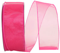 Fuchsia 2-1 2 Inch Sheer Lovely Wired Edge Ribbon for Wreaths & Bows