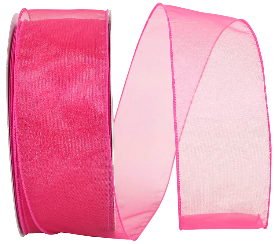 Fuchsia 2-1 2 Inch Sheer Lovely Wired Edge Ribbon for Wreaths & Bows