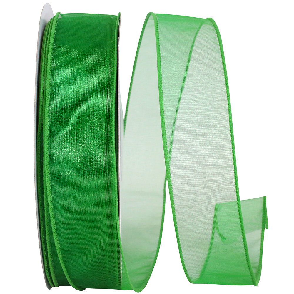 Emerald 1-1 2 Inch Sheer Lovely Wired Edge Ribbon for Wreaths & Bows