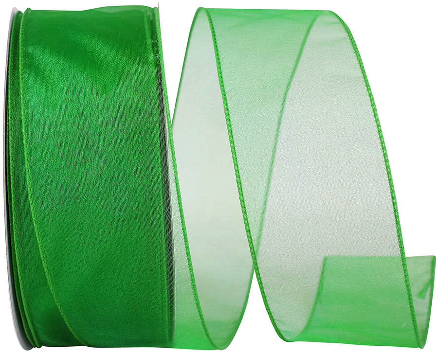 Emerald 2-1 2 Inch Sheer Lovely Wired Edge Ribbon for Wreaths & Bows