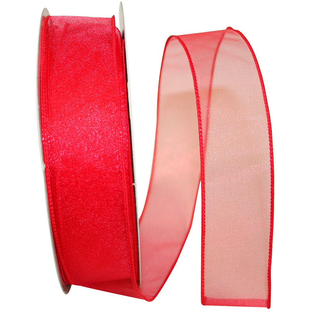 Watermelon 1-1 2 Inch Sheer Lovely Wired Edge Ribbon for Wreaths & Bows