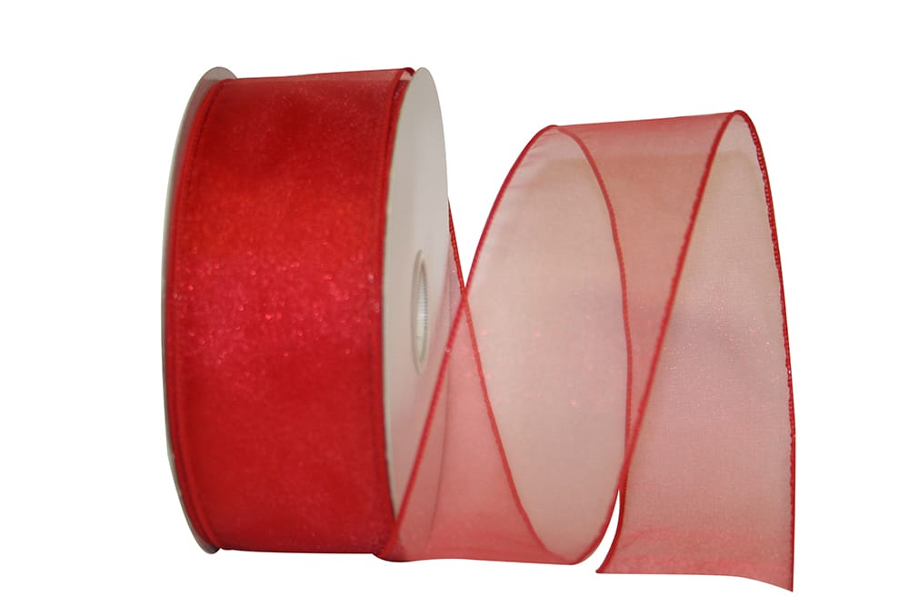 Watermelon 2-1 2 Inch Sheer Lovely Wired Edge Ribbon for Wreaths & Bows