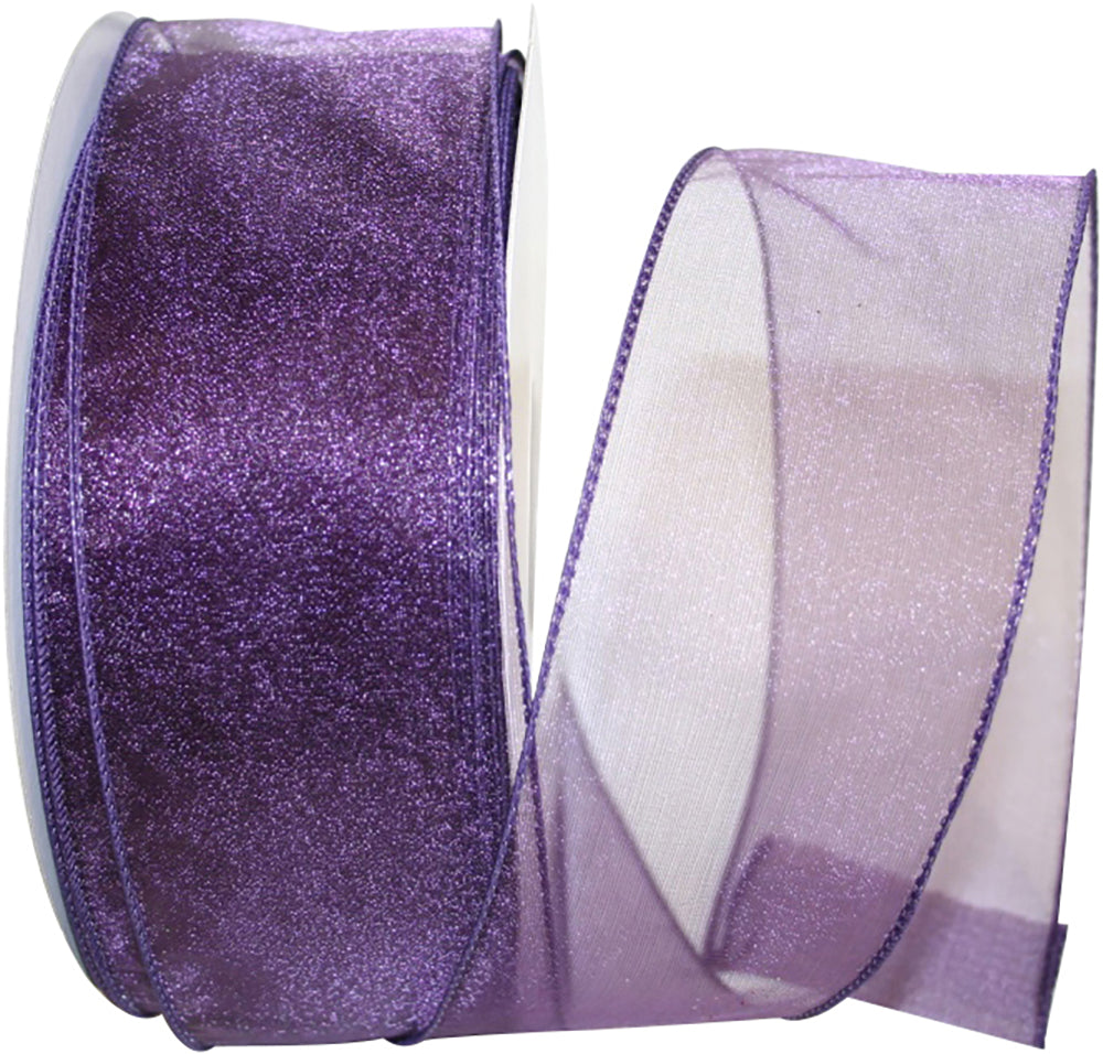 Plum 2-1 2 Inch Sheer Lovely Wired Edge Ribbon for Wreaths & Bows