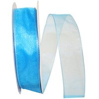 Turquoise Sheer Wired Edge Ribbon 1-1/2 Inch for Bows