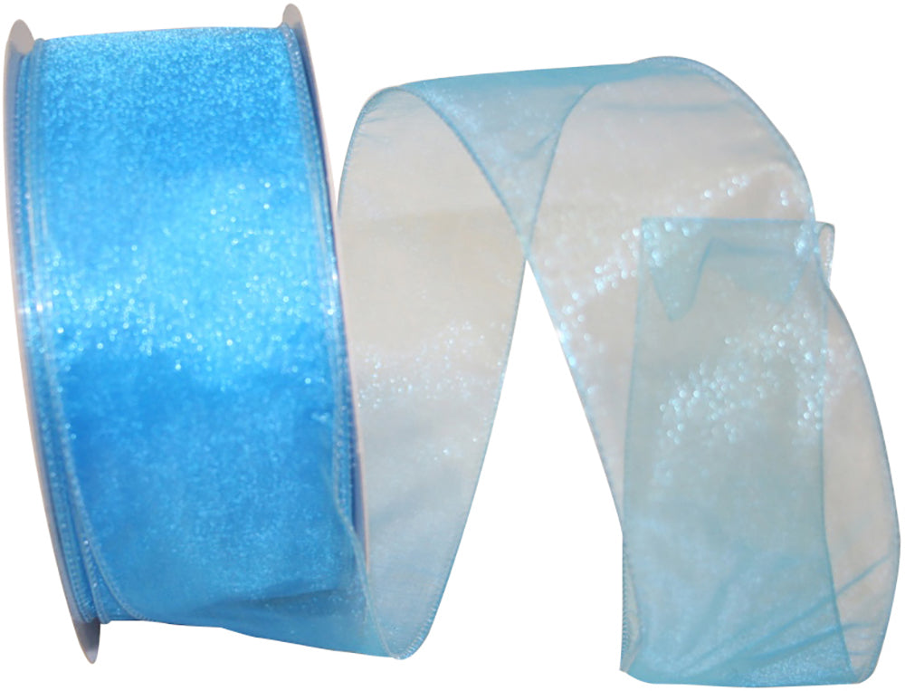Turquoise Sheer Wired Edge Ribbon 2-1/2 Inch for Bows