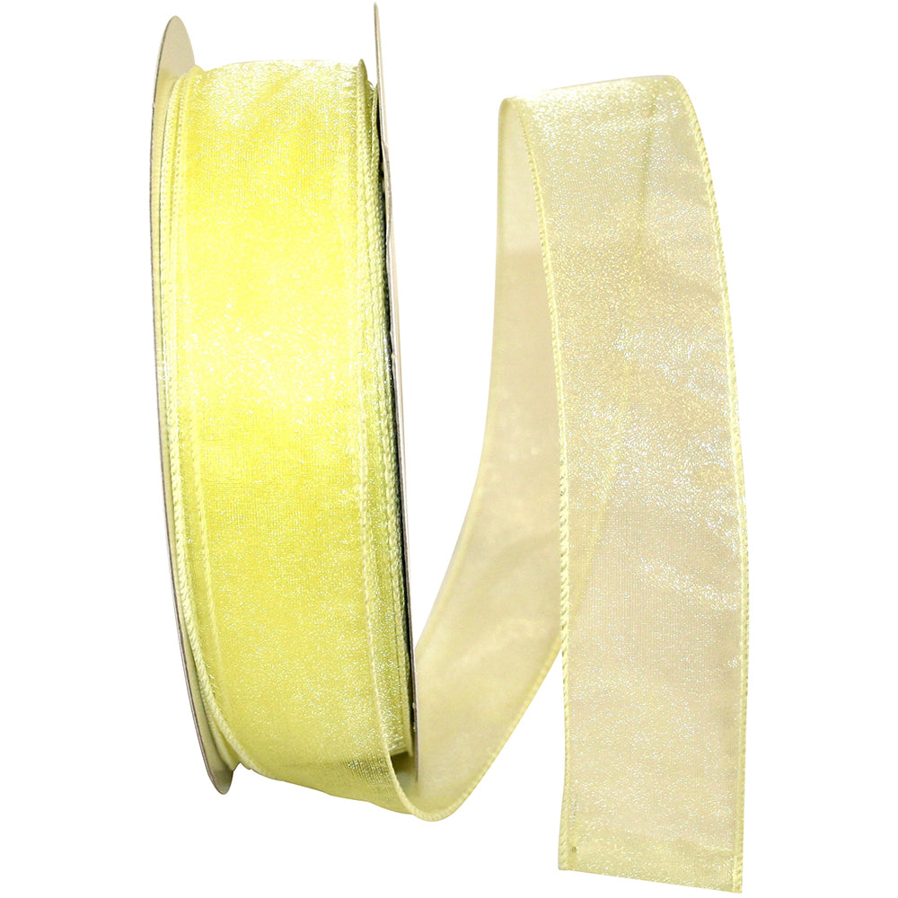 Maize 1-1 2 Inch Sheer Lovely Wired Edge Ribbon for Wreaths & Bows