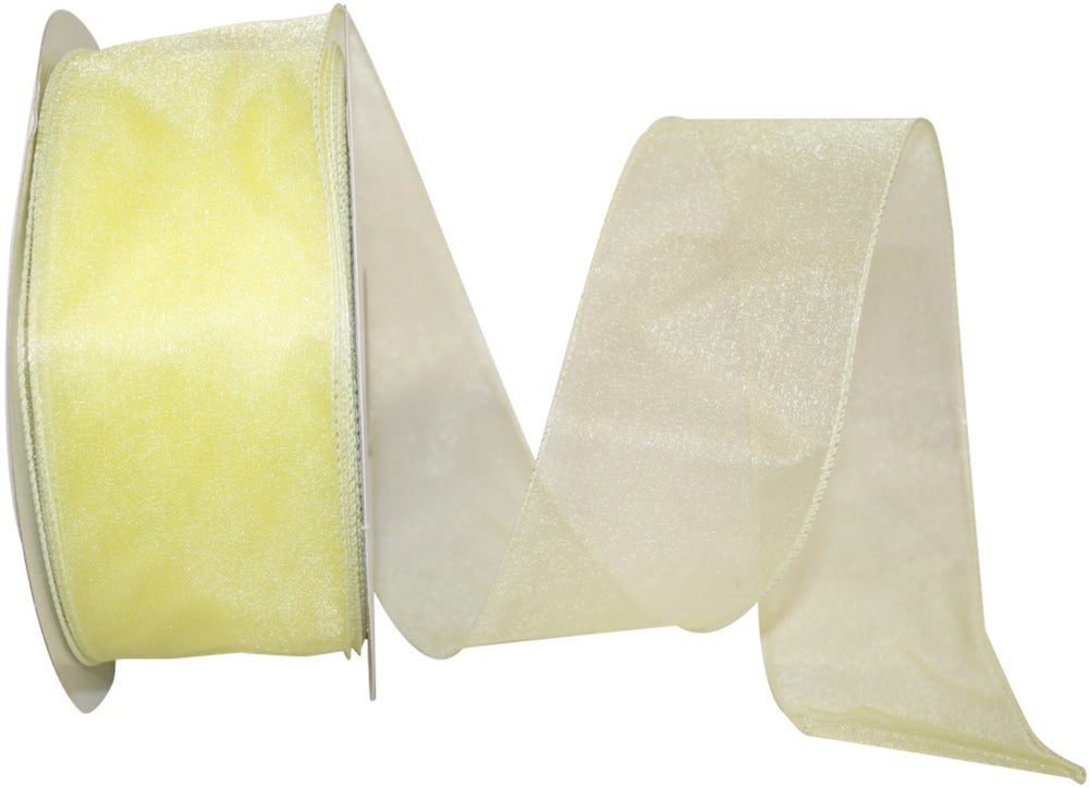 Maize 2-1 2 Inch Sheer Lovely Wired Edge Ribbon for Wreaths & Bows
