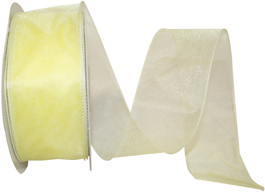 Maize 2-1 2 Inch Sheer Lovely Wired Edge Ribbon for Wreaths & Bows