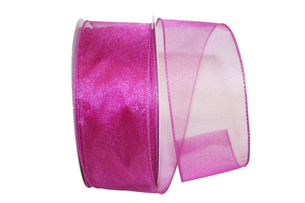 Magenta 2-1 2 Inch Sheer Lovely Wired Edge Ribbon for Wreaths & Bows