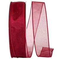 Rose 1-1 2 Inch Sheer Glitz Wired Edge Ribbon for Wreaths & Bows