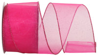 Fuchsia 2-1 2 Inch Sheer Glitz Wired Edge Ribbon for Wreaths & Bows