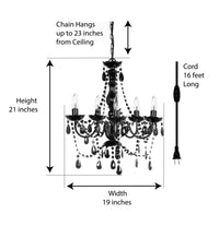 Summer 5 Light Crystal Black Chandelier