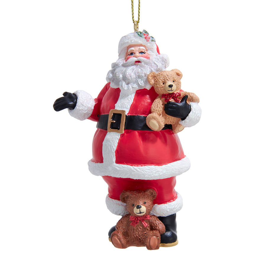 Santa With Teddy Bear Ornament