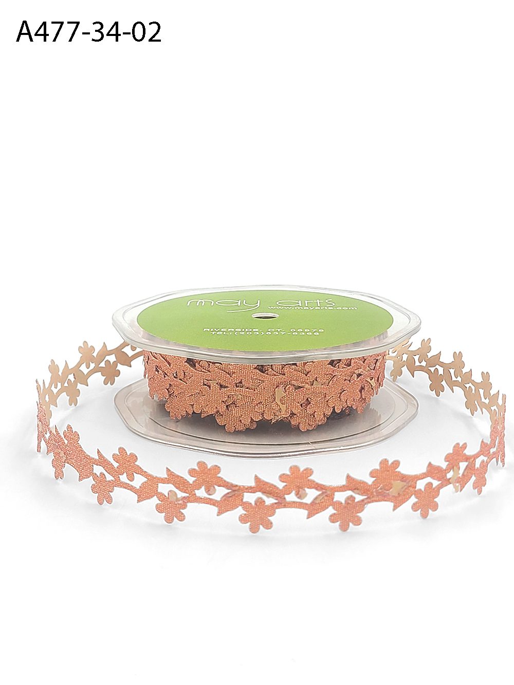 3/4 Inch Adhesive Floral Design Ribbon with Sealed Cut Edge – A477-34-02 Champagne