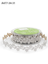 3/4 Inch Adhesive Floral Design Ribbon with Sealed Cut Edge – A477-34-31 Silver