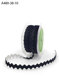 3/8 Inch Adhesive Velvet Ric Rac Ribbon with Cut Sealed Edge – A480-38-10 Black