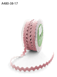 3/8 Inch Adhesive Velvet Ric Rac Ribbon with Cut Sealed Edge – A480-38-17 Pink