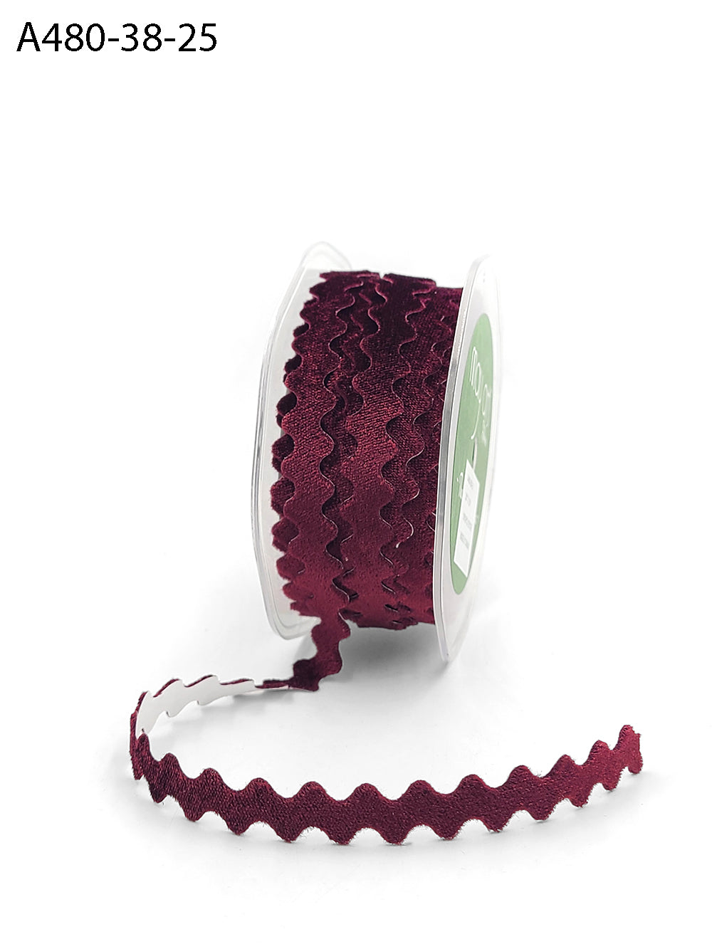 3/8 Inch Adhesive Velvet Ric Rac Ribbon with Cut Sealed Edge – A480-38-25 Marsala