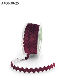 3/8 Inch Adhesive Velvet Ric Rac Ribbon with Cut Sealed Edge – A480-38-25 Marsala