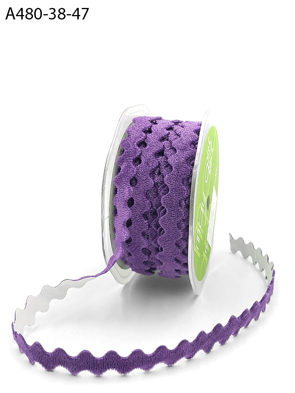 3/8 Inch Adhesive Velvet Ric Rac Ribbon with Cut Sealed Edge – A480-38-47 Violet