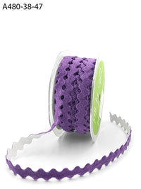 3/8 Inch Adhesive Velvet Ric Rac Ribbon with Cut Sealed Edge – A480-38-47 Violet