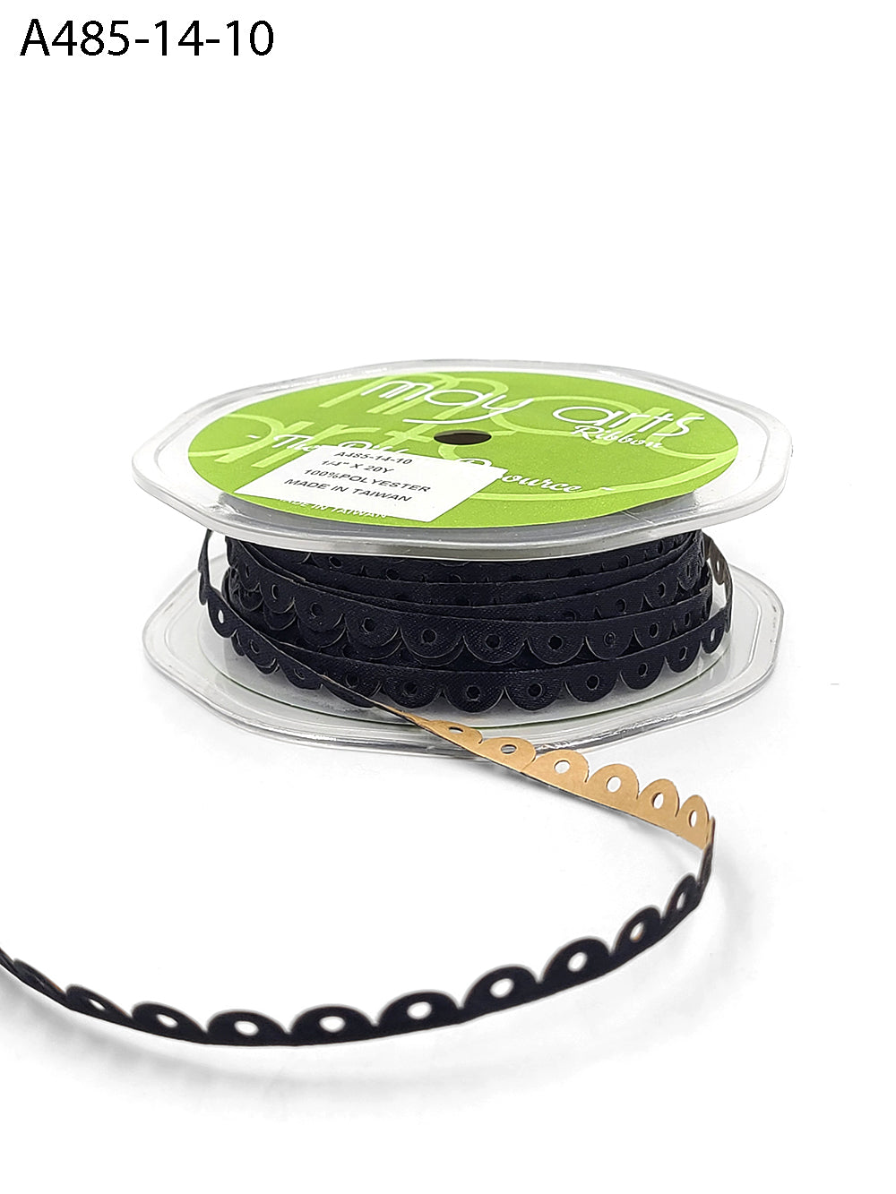 1/4 Inch Adhesive Scalloped Border Ribbon with Cut Sealed Edge – A485-14-10 Black