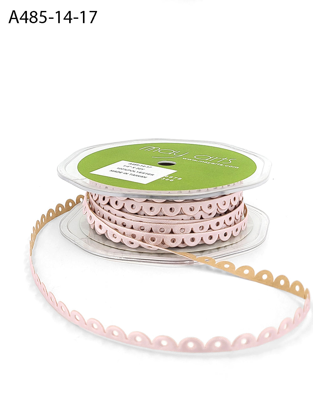 1/4 Inch Adhesive Scalloped Border Ribbon with Cut Sealed Edge – A485-14-17 Pink