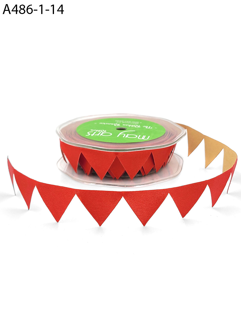 1 Inch Adhesive Flag Banner Ribbon with Cut Sealed Edge – A486-1-14 Red