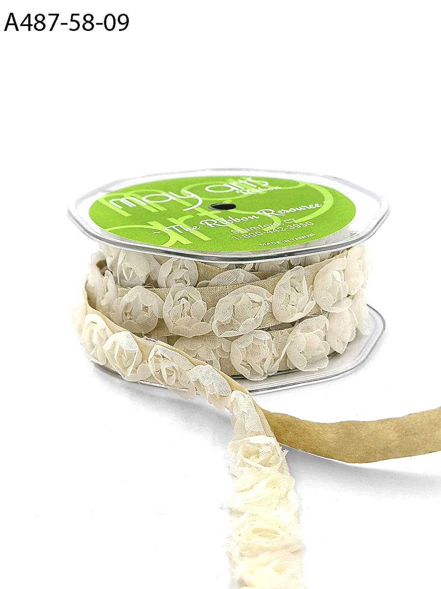 5/8 Inch Adhesive Rosette Ribbon with Cut Edge – A487-58-09 Ivory