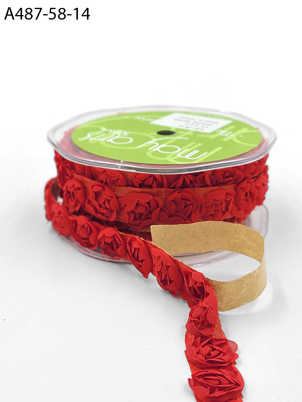 5/8 Inch Adhesive Rosette Ribbon with Cut Edge – A487-58-14 Red