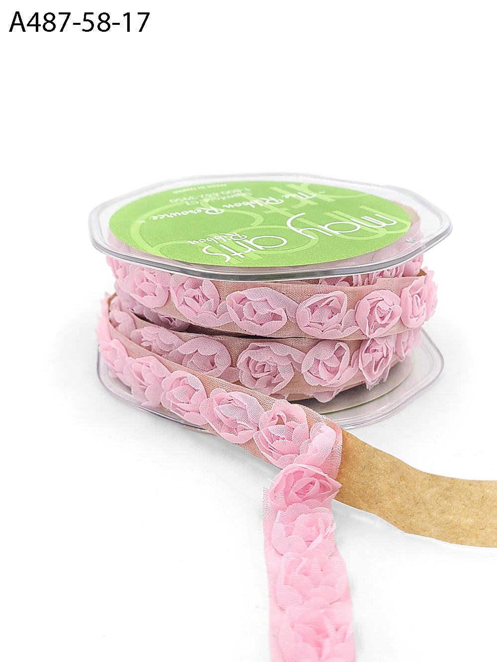 5/8 Inch Adhesive Rosette Ribbon with Cut Edge – A487-58-17 Pink