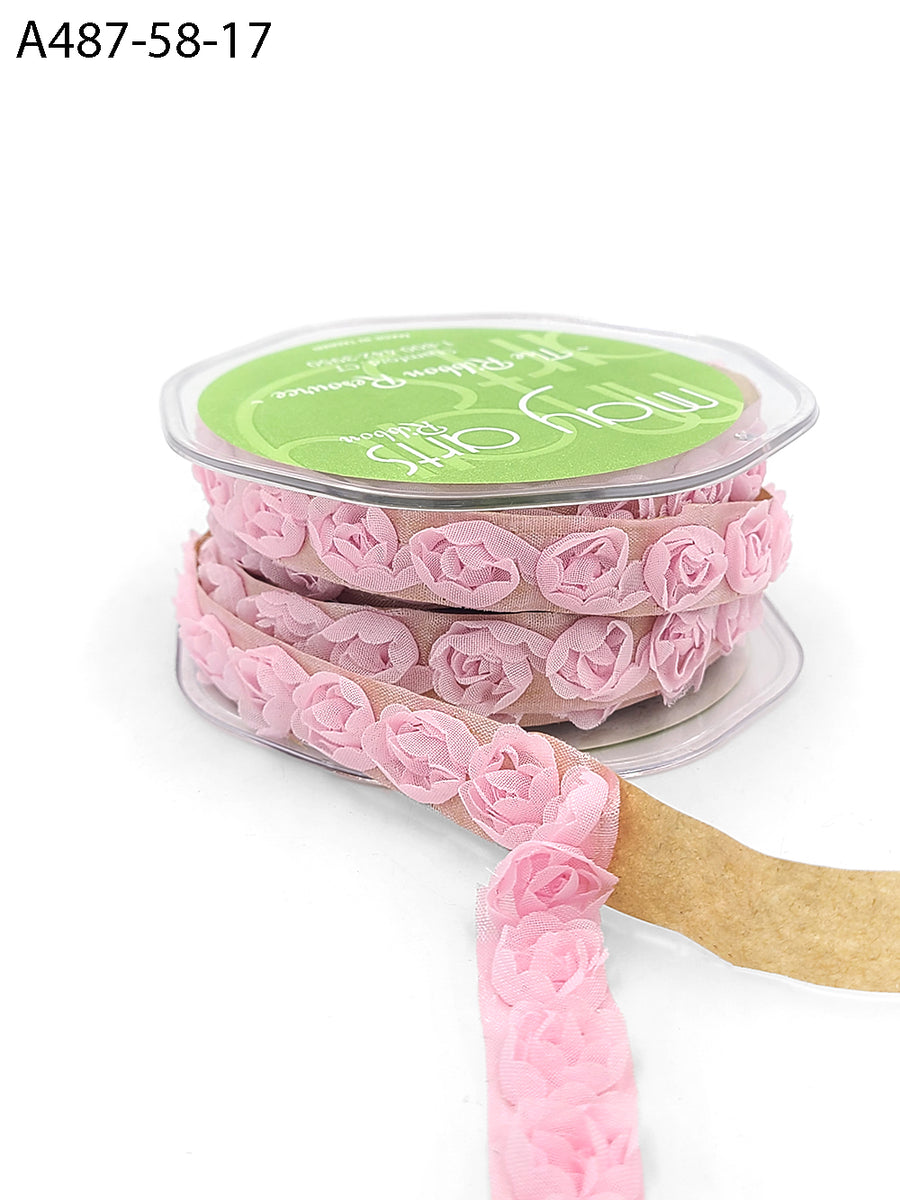 5/8 Inch Adhesive Rosette Ribbon with Cut Edge – A487-58-17 Pink
