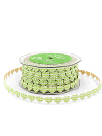 3/8 Inch Adhesive Puffy Mini Gingham Heart Ribbon with Cut Sealed Edge – A513-38-46 light green/ivory