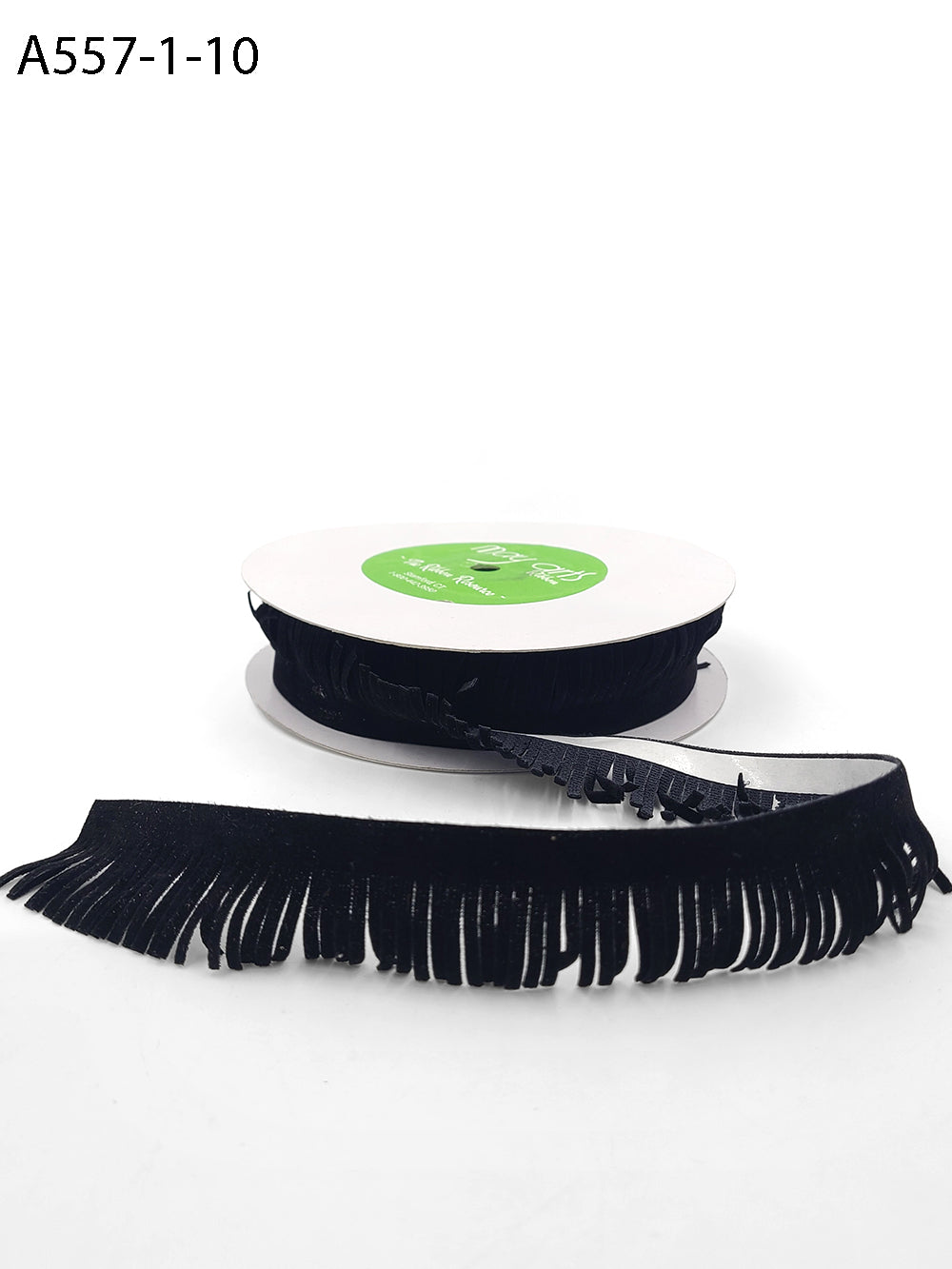 1 Inch Adhesive Suede Fringe Ribbon with Cut Edge – A557-1-10 Black