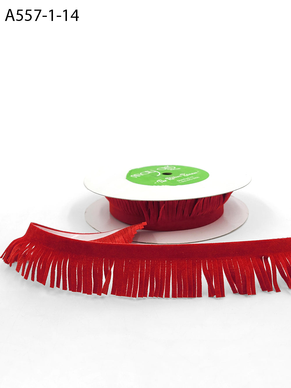 1 Inch Adhesive Suede Fringe Ribbon with Cut Edge – A557-1-14 Red