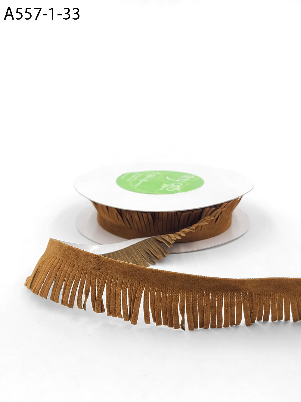 1 Inch Adhesive Suede Fringe Ribbon with Cut Edge – A557-1-33 Brown