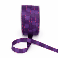 1/2 Inch Multi-Color Checkered Ribbon with Woven Stitched Edge – AB67 – PURPLE/LAVENDER