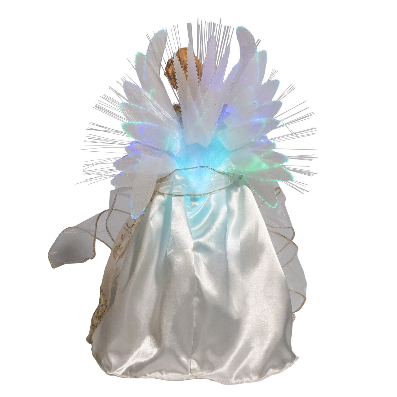 14" Fiber Optic LED RGB Ivory & Gold Angel Treetop