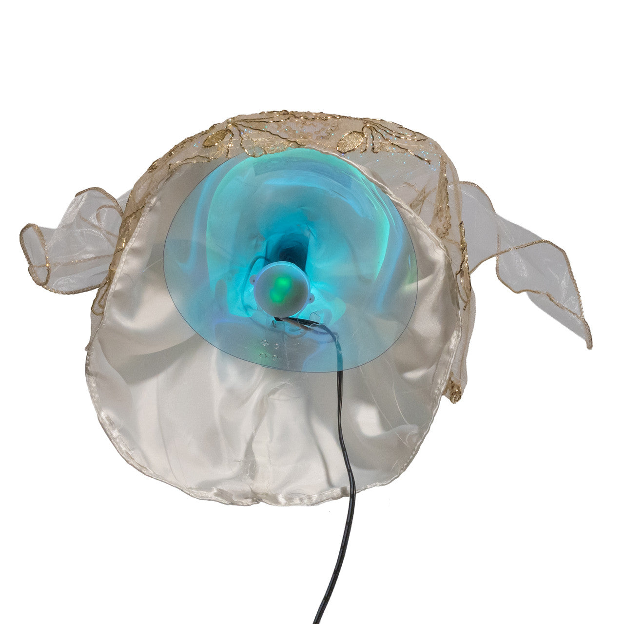 14" Fiber Optic LED RGB Ivory & Gold Angel Treetop