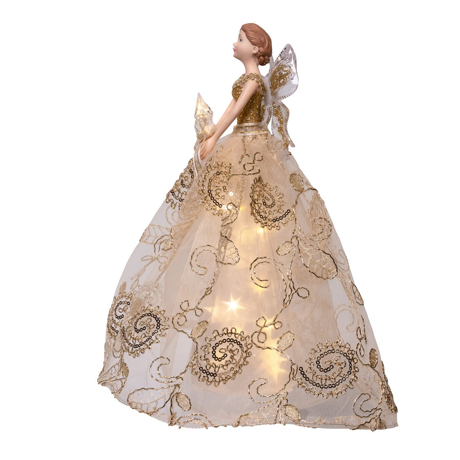 12" Lighted Angel With Star Reflect Effect Treetop